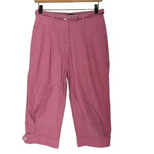 Bebe Women's Pink Andrea Plated Capri with Belt Pant Size: 0 New!